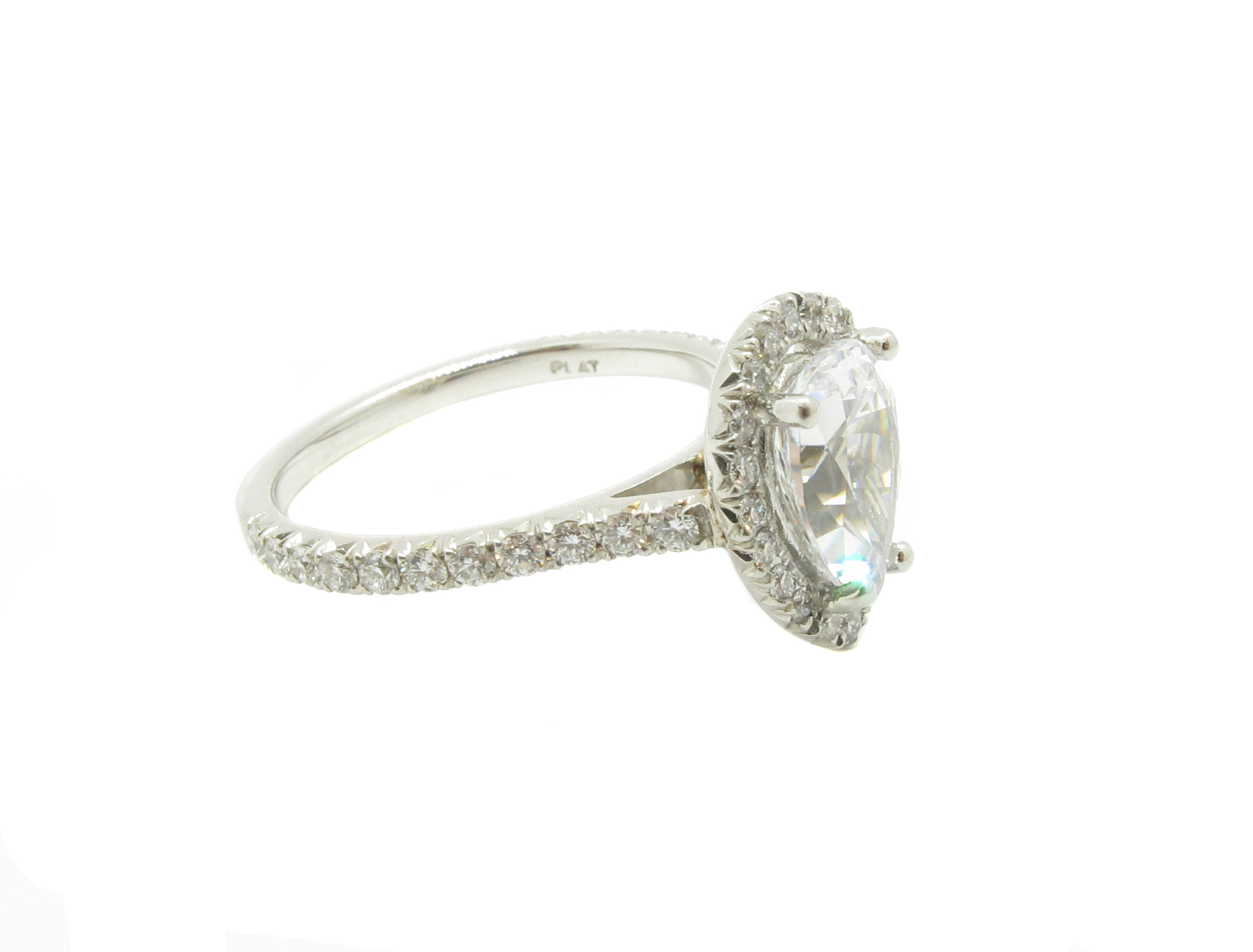 101-62107 Plat Pear Halo Engagement Ring - princessjeweler